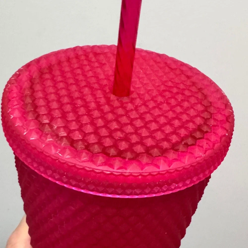 Starbucks Tumbler Cold Cup 24oz Venti Pink Excellent Studded Matte Honeycomb